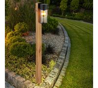 Lampadaire Extérieur Optique Bois Lampe de Jardin Borne Lumineuse Inox H 100 CM