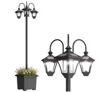 Lampadaire extérieur - Outsunny - 3 têtes LED, avec bac à fleurs, étanche, hauteur réglable - acier abs - 52x52x185cm - noir
