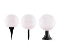 Lampadaire extérieur rond blanc avec base en polycarbonate noir étanche pour pelouse, terrasse, parc, allée design (D)
