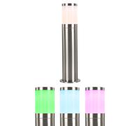 Lampadaire extérieur Smart Lampe de jardin Lampe d'allée en acier inoxydable Lampe de socle argentée LED Lampadaire, commande par App, RGB LED 5W 470Lm blanc chaud froid, DxH 14x50 cm