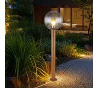 Lampadaire Extérieur Terrasses Lampe Sphérique Braun Verre IP44 Hauteur 100cm