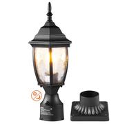 VEVOR Lampadaire extérieur, 400 mm, luminaire étanche avec base de montage sur pilier 9 cm, abat-jour verre, éclairage anti-foudre du crépuscule à l'aube pour patio, jardin, allée, terrasse, garage