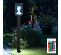 Borne d'éclairage E27 éclairage de chemin extérieur noir éclairage extérieur lampadaire de jardin, aluminium, télécommande dimmable, 1x LED RVB 8,5W 806Lm, LxlxH 10x10x100 cm
