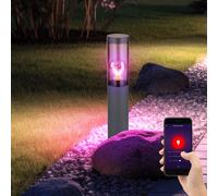 Lampe d'extérieur de chemin d'accès lampadaire en acier inoxydable anthracite, fumée, contrôle par application dimmable, 1x Smart RGB LED 10W 806Lm, DxH 7,6x45cm
