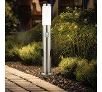 Lampadaire Extérieure Borne Lumineuse E27 Prises Détecteur de Mouvement Inox