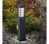 Lampadaire Extérieure Distributeur D'Énergie E27 Inox Anthracite Prises Opale