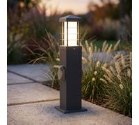 Lampadaire Extérieure Distributeur D'Énergie E27 Inox Anthracite Prises Opale