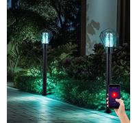 Lampadaire LED intelligent, lampe de terrasse à intensité variable, lampe d'extérieur industrielle, lampe de chemin à LED, base en acier inoxydable noir, lumière RVB à changement de couleur, 8,5 W 806