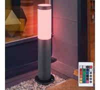 Lampadaire borne lumineuse extérieur lampes de jardin télécommande IP44 lampadaire, acier inoxydable, 1x LED RGB 9W 806 lm, DxH 7,6x45 cm