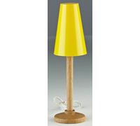 Lampadaire FADEDA avec pied en bois et abat-jour en plastique jaune, LxlxH en mm : 35x35x120. Pour les crèches, les miniatures, les loisirs et le modélisme, les accessoires de maisons de poupées et le