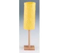 Lampadaire FADEDA avec pied en bois, insert en plastique et abat-jour en papier jaune, LxlxH en mm : 45x45x130. Pour crèches, miniatures, hobby et modélisme, accessoires pour maisons de poupées et tra