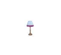 Lampadaire FADEDA avec pied en bois tourné et abat-jour en tissu avec galon, cousu à la main, LxlxH en mm : 45x45x120. Pour crèches, miniatures, hobby et modélisme, accessoires pour maisons de poupées
