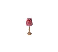 Lampadaire FADEDA avec pied en bois tourné et abat-jour en tissu rouge à carreaux brodés, LxlxH en mm : 41x41x111. Pour les crèches, les miniatures, les loisirs et le modélisme, les accessoires de mai