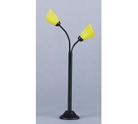 Lampadaire FADEDA en plastique noir et pied métallique, spot en jaune , LxlxH en mm : 45x45x140. Pour crèches, miniatures, hobby et modélisme, accessoires pour maisons de poupées et trains miniatures.