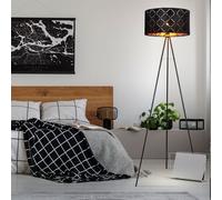 Lampadaire Lampadaire Lampe d'appoint Lampe de salon Lampe de chambre Lampe trépied, abat-jour textile 3 pieds or noir, 1x douille E27, DxH 69x149cm