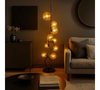 Lampadaire Feu Latéral Verre Ambre Bille Lampe de Chambre à Coucher LED 122cm