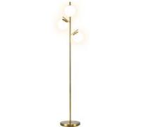 HOMCOM Lampadaire sur pied salon en métal doré avec 3 abat-jours globe blanc verre dépoli - 40W - Ø 27 x 169 cm doré