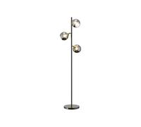 Lampadaire globe design néo-rétro 3 ampoules orientables max. 40 W H. 162 cm métal noir doré verre gris