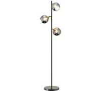 HomCom Lampadaire Globe Néo-Rétro – 3 ampoules orientables, métal et verre gris – H.162 cm Noir
