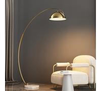 Lampadaire Globe Nordique, Base en marbre, Arc en Fer doré, Douille E26, Abat-Jour en Fer réglable et dimmable, idéal pour Salon, Chambre ou Coin Lecture.