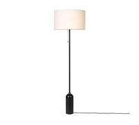 GUBI Lampadaire Gravity - Acier noirci et abat-jour blanc