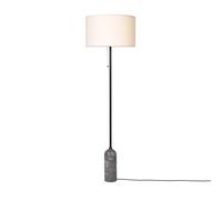 Gubi Lampadaire Gravity - Abat-jour gris marbre et blanc, grand abat-jour