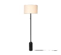 GUBI Gravity Lampadaire Acier Foncé et Grand Abat-jour Toile