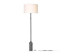 Gubi Lampadaire Gravity - Abat-jour gris marbre et blanc, grand abat-jour