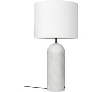 Lampadaire GUBI Gravity, Marbre Blanc et Abat-jour Blanc, Abat-jour XL Bas