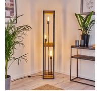 Lampadaire - HOFSTEIN - Apia - Bois et métal argenté - Style vintage - 3 ampoules E27