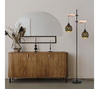 Lampadaire Holzleuchte Lampe Salle à Manger Bille Cristaux Réglable en Hauteur