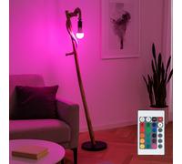 Lampadaire Holzleuchte RGB LED Télécommande Intensité Variable Chanvre Nature