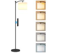 HOMCOM Lampadaire sur pied de salon lampe salon moderne dimmable 2 températures de couleur avec télécommande, minuterie de 60 minutes, pour salon et chambre 160 cm, noir