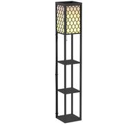 HOMCOM Lampadaire étagère Lampe étagère 26L x 26l x 160H cm 4 Niveaux MDF Noir Motif nid d'abeille