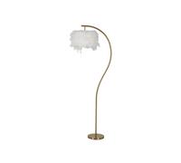 Lampadaire Imitation Plume "Semi Arc" 170cm Or & Blanc