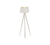 Lampadaire Imitation Plume "Stand" 147cm Or & Blanc