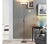 Lampadaire indirect LED Yveta Lindby, dimmable, marron, Salon / Salle à manger, Métal, Maison de campagne / Rustique, Lampadaire LED