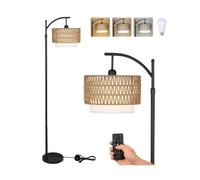 Lampadaire intelligent à télécommande avec LED à intensité variable, double abat-jour pour salon et chambre à coucher, éclairage de la maison moderne, luminosité réglable, décoration élégante