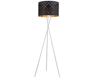Lampadaire intelligent abat-jour textile noir or lumière latérale 3 pieds trépied dimmable, contrôle par application CCT, 1x LED RVB 8,5W 806Lm, DxH 62x158 cm