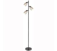 Lampadaire, interrupteur à pied, métal, chrome noir, verre, orientable, H 161 cm