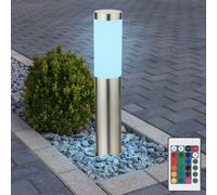 Lampe d'extérieur argentée Lampe de socle de jardin Lampadaire d'allée Lampe de terrasse Acier inoxydable, télécommande à intensité variable, RGB LED 8,5W 806Lm, DxH 7,6x45 cm