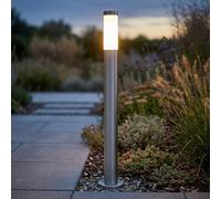Lampe d'extérieur lampadaire lampe de jardin lampe colonne éclairage d'entrée jardin, IP44 inox argent opale, 1x douille E27, DxH 12,7x110 cm