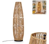 Lampadaire Karby, en métal/corde noir/marron/doré, lampe au design bohème avec abat-jour à effet grillagé (Ø 30 cm), hauteur 105 cm, interrupteur marche/arrêt sur le câble, 3 x E27, sans ampoule