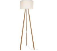 Lampadaire Keynes trépied hauteur 136 cm E27 bambou / crème [lux.pro] Beige G