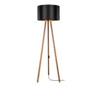 Lampadaire Stylé Trépied Lampe sur Pied MDF PVC Textile Douille E27 Hauteur 136 cm Bambou Noir