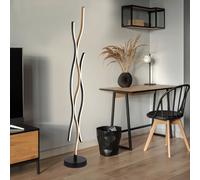 Lampadaire lampadaire de salon aspect bois LED métal noir mat H 135cm