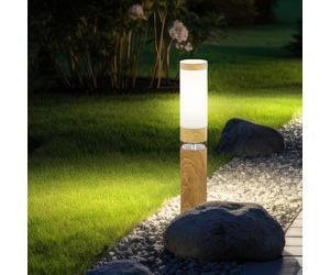 Lampadaire lampadaire extérieur lampadaire rond extérieur terrasses inox, aspect bois avec LED décorative, 1x E27, DxH 11,7 x 50 cm