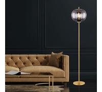 Lampadaire lampadaire laiton verre fumé interrupteur marchepied H 160cm liseuse hall