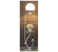 Lampadaire Lampadaire Lampadaire en métal avec étagères en verre Lampadaires avec abat-jour en acrylique Base en marbre pour chambres à coucher Lampe sur pied de salon (Couleur : Blanc Taille :
