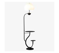 Lampadaire Lampadaire Lampadaire en métal avec étagères en verre Lampadaires avec abat-jour en acrylique Base en marbre pour chambres à coucher Lampe sur pied de salon (Couleur : Noir Taille :